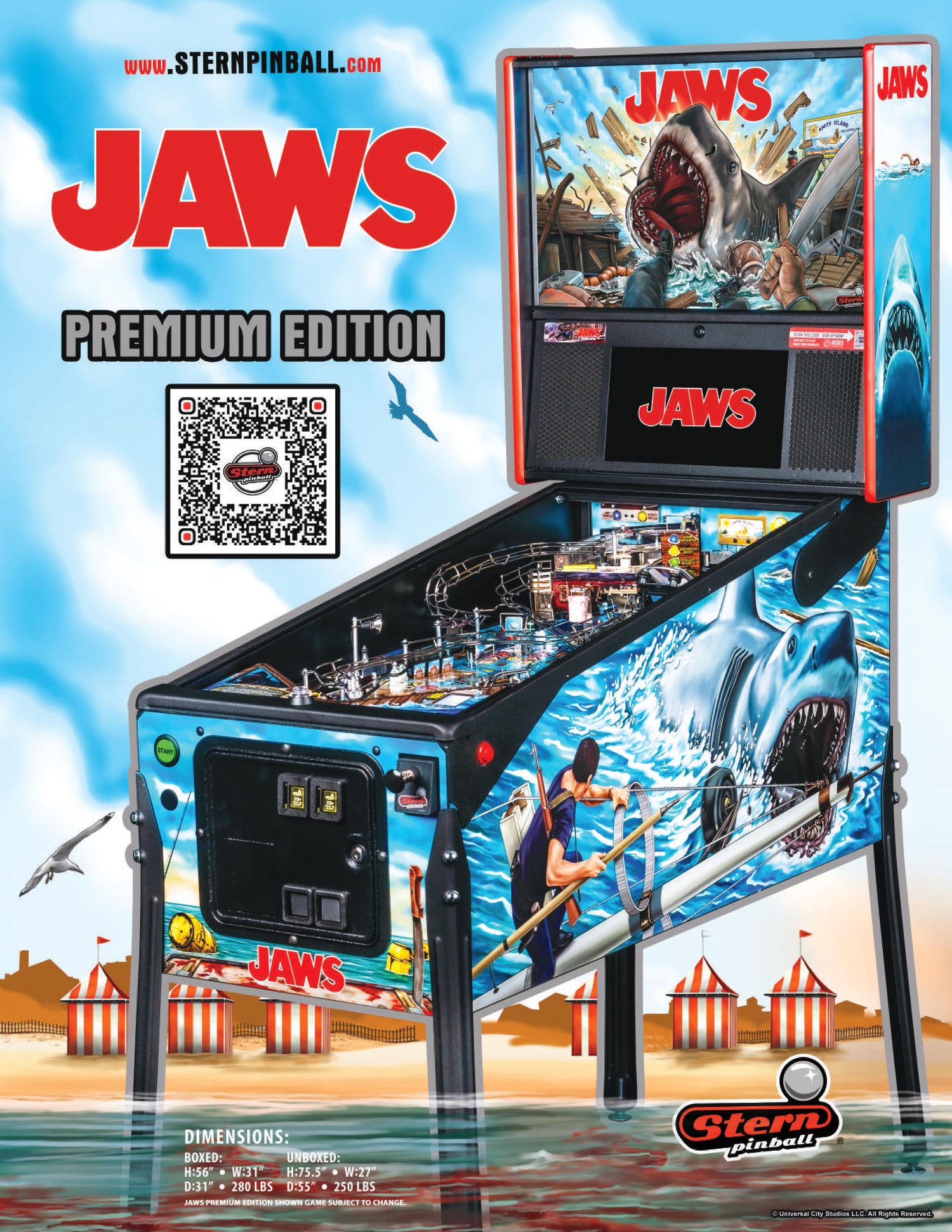 Jaws Premium Pinball By Stern