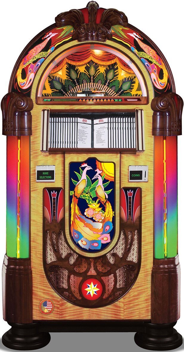 Rock-ola Bubbler CD Jukebox Peacock - Gameroom Goodies