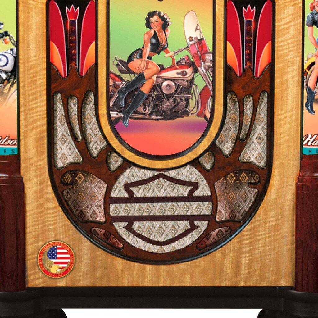 Rock-ola Harley Davidson American Beauties Bubbler Digital Jukebox Music Center - Gameroom Goodies