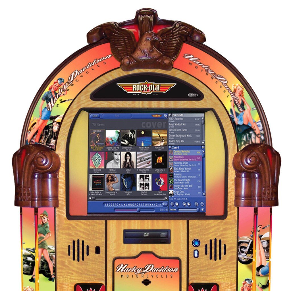 Rock-ola Harley Davidson American Beauties Bubbler Digital Jukebox Music Center - Gameroom Goodies