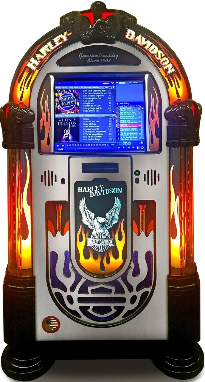 Rock-ola Harley Davidson Digital Jukebox Flames - Gameroom Goodies