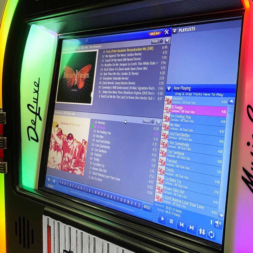 Rock-ola Harley Davidson Digital Jukebox Flames - Gameroom Goodies