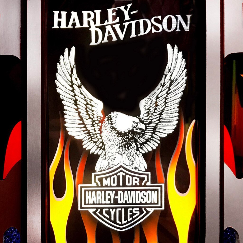 Rock-ola Harley Davidson Digital Jukebox Flames - Gameroom Goodies