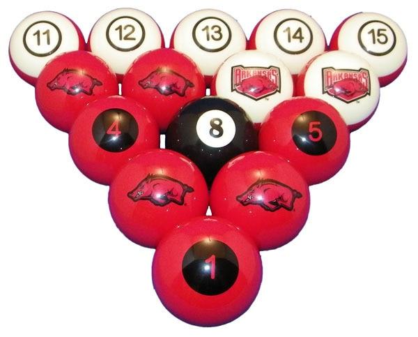 University of Arkansas Razorbacks Pool Ball Sets - Gameroom Goodies