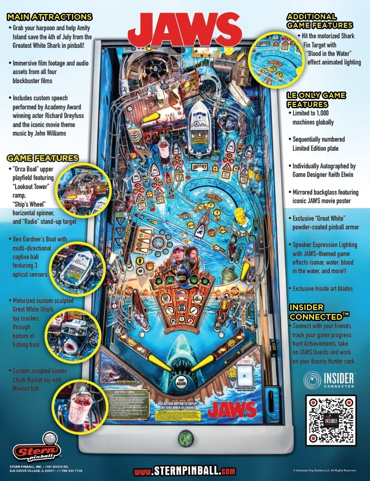 Jaws Limited Edition Pinball By Stern