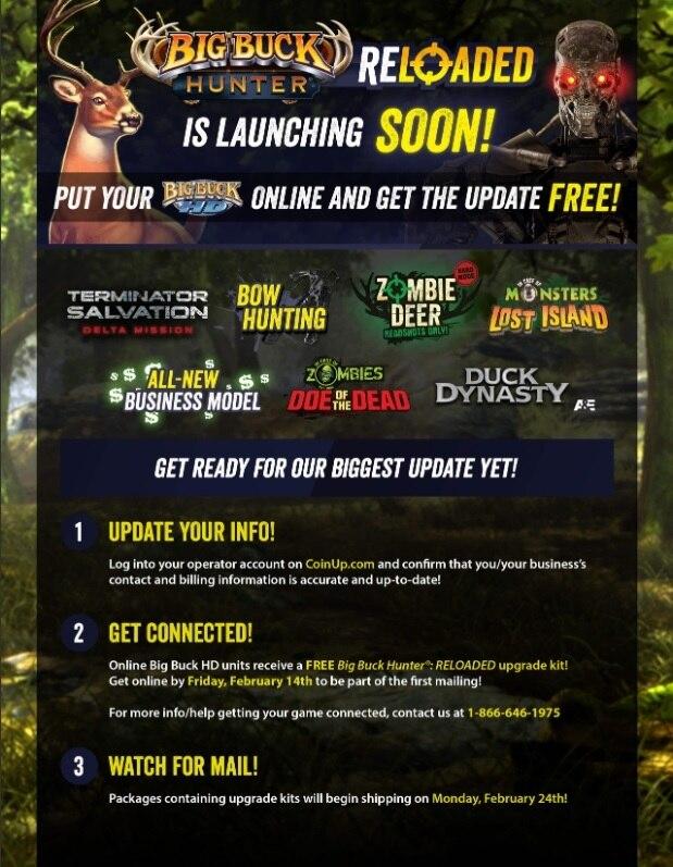 Big Buck Hunter Reloaded Arcade Game Flyer