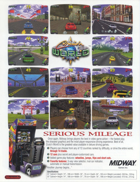 Cruis'n World Sit-Down Arcade Game Flyer