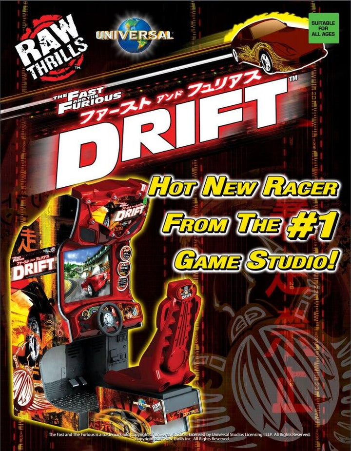 Fast and the Furious Drift Arcade Game Flyer