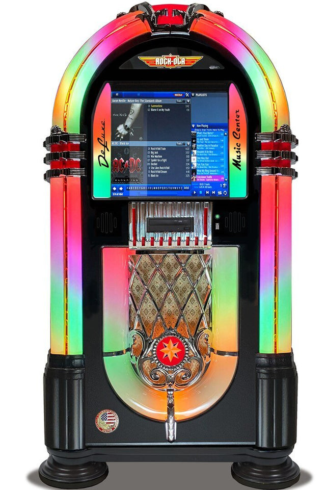 Rock-ola Bubbler Digital Jukebox Music Center Gloss Black - Gameroom Goodies