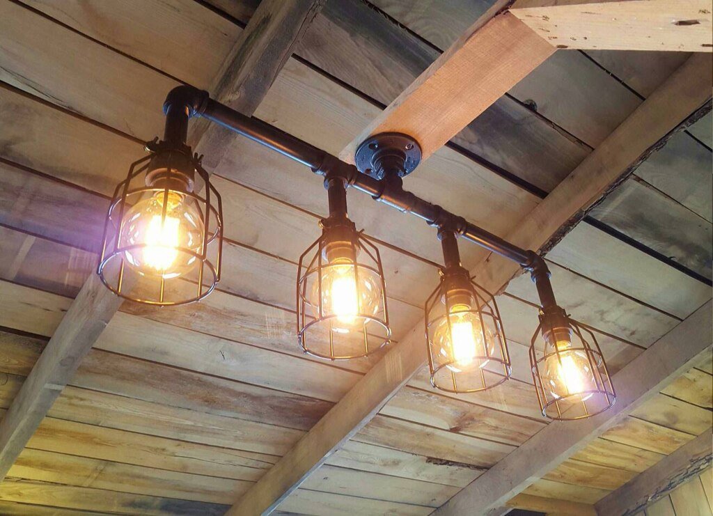 Rustic Industrial Edison Bulb Iron Pipe Pool Table Light - Gameroom Goodies