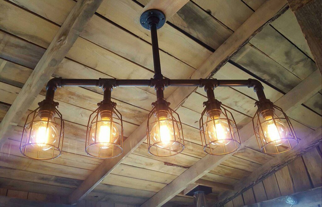 Rustic Industrial Edison Bulb Iron Pipe Pool Table Light - Gameroom Goodies