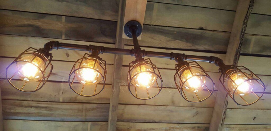 Rustic Industrial Edison Bulb Iron Pipe Pool Table Light - Gameroom Goodies