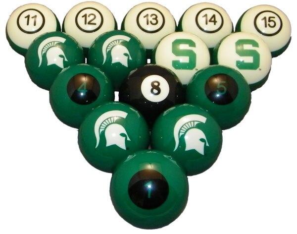 University of Michigan State Spartans Pool Ball Sets - Gameroom Goodies
